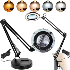VEVOR 5X Magnifying Glass with Light and Stand, Upgraded 5 Color Modes Stepless Dimmable, 4.3 Glass Lens Magnifier Desk lamp, 2 - in - 1 Magnifying Light and Stand for Crafts, Reading, Close WorkVEVOR Super Brand Day