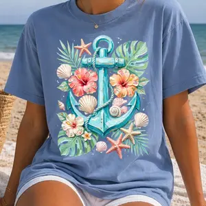 tropical anchor clear film screen print
