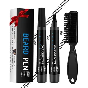 Limited Time Discounts!!!Beard Pencil Filler, Barber Styling Grooming Pencil, Water Proof, Long Lasting Coverage & Natural Finish - Beard, Moustache & Eyebrows - Micro-Fork Tip for Seamless Application - Includes Bristle Brush for Blending