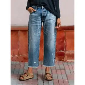Women's Loose-Fit Denim Jeans, Casual Straight Leg Pants, All-Season Wearable, Perfect for Dating & Outdoor Activities（gift）
