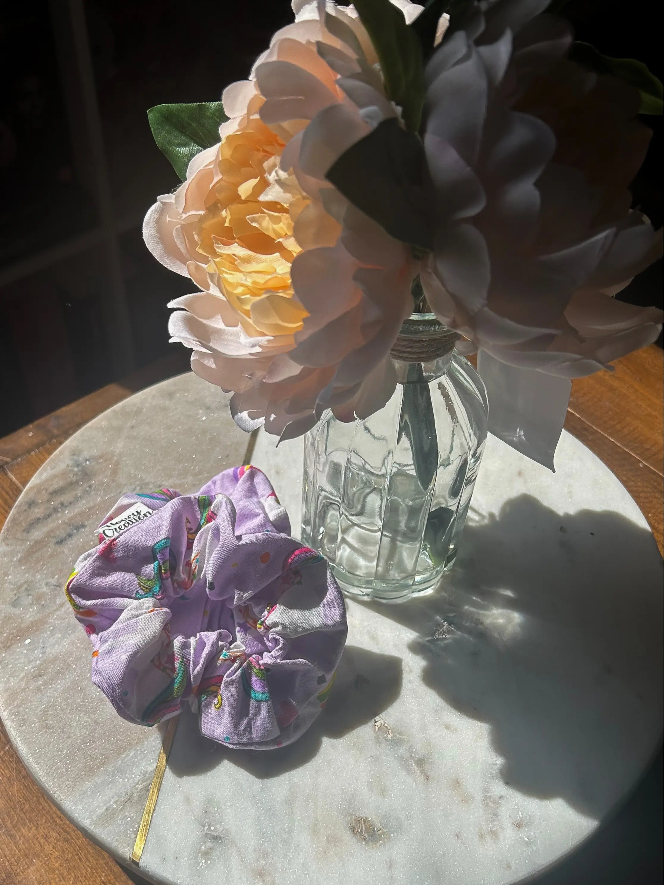 Lavender Unicorn Handmade Scrunchie - 100% Handmade Cotton, Soft and Durable, Perfect for Thick or Thin Hair, Ideal for All Occasions