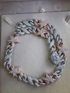 New Handmade Custom Infinite Star Full Diamond Chain, Cuban Infinity Diamond Pendant Necklace, Men's Hip Hop Jewelry Gift