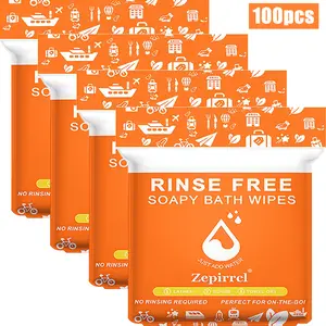100pcs/4packs No-Rinse Disposable Foam Bath Towels, disposable towels with built-in body wash. Just add water and rub to produce foam, no rinsing needed. Perfect for body cleaning and daily care of patients, pregnant women and the elderly. 11.81*11.81in