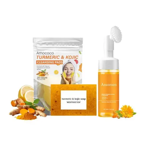 Turmeric Lemon Kojic Acid Granular Bar Soap, Natural Handmade Botanical Soap for Gentle Daily Cleansing of Face & Body