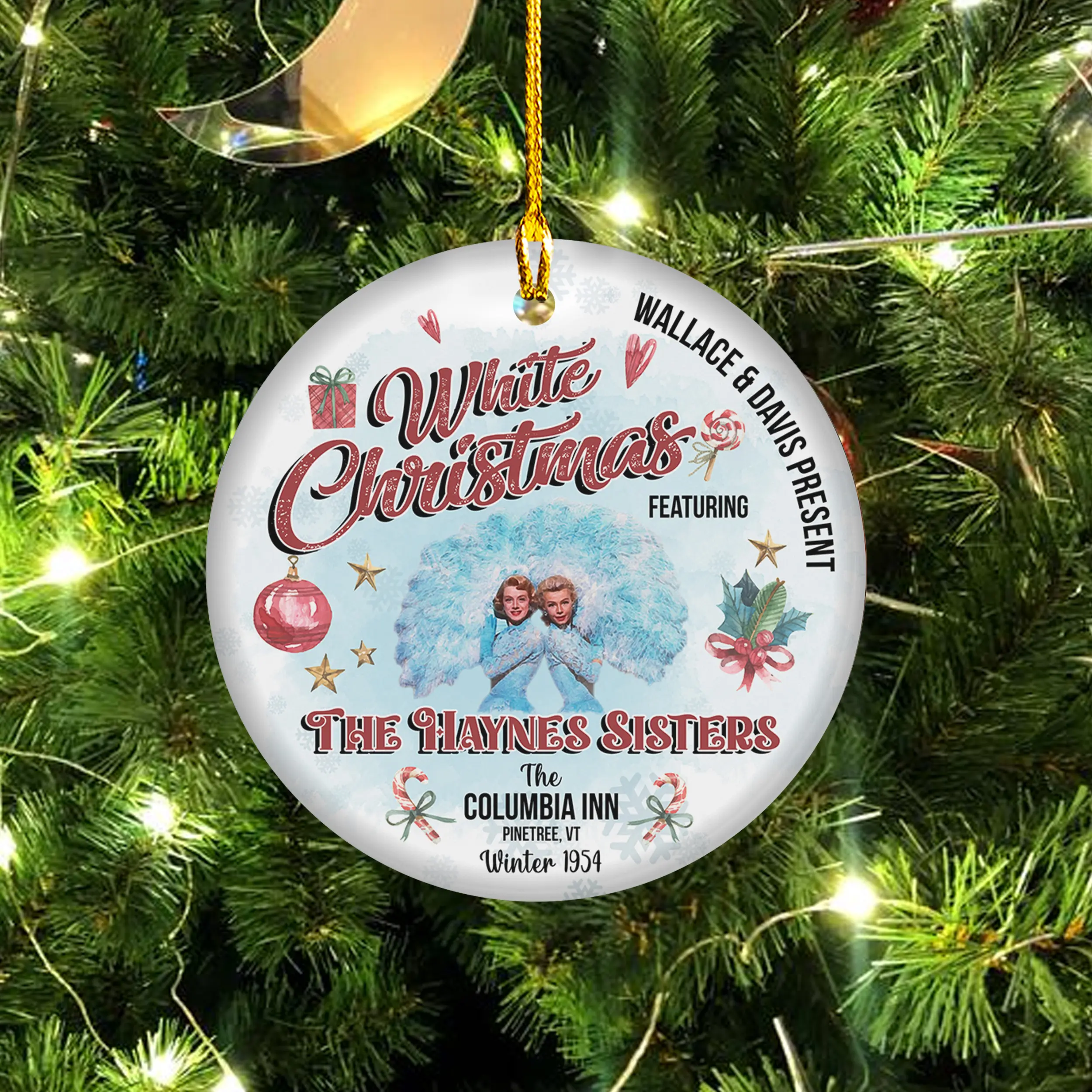 White Christmas Ornament, Haynes Sisters Christmas Ornament, Wallace and Davis, Retro 90s Christmas Movie, Christmas Keepsake, Party Supplies, Home Decor, Xmas Tree Decor