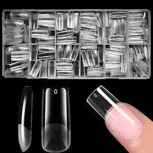 300pcs Medium Coffin Nail Tips, 15 Sizes Clear Acrylic Gel Fake Nails for Nail Extensions & Press on Nails Making