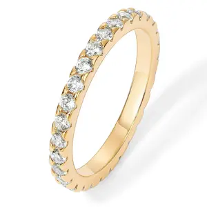 Eternity Ring for Women - 14K Gold Plated Cubic Zirconia Stackable Rings for Women - Gold Jewelry Simulated Diamond Wedding Bands
