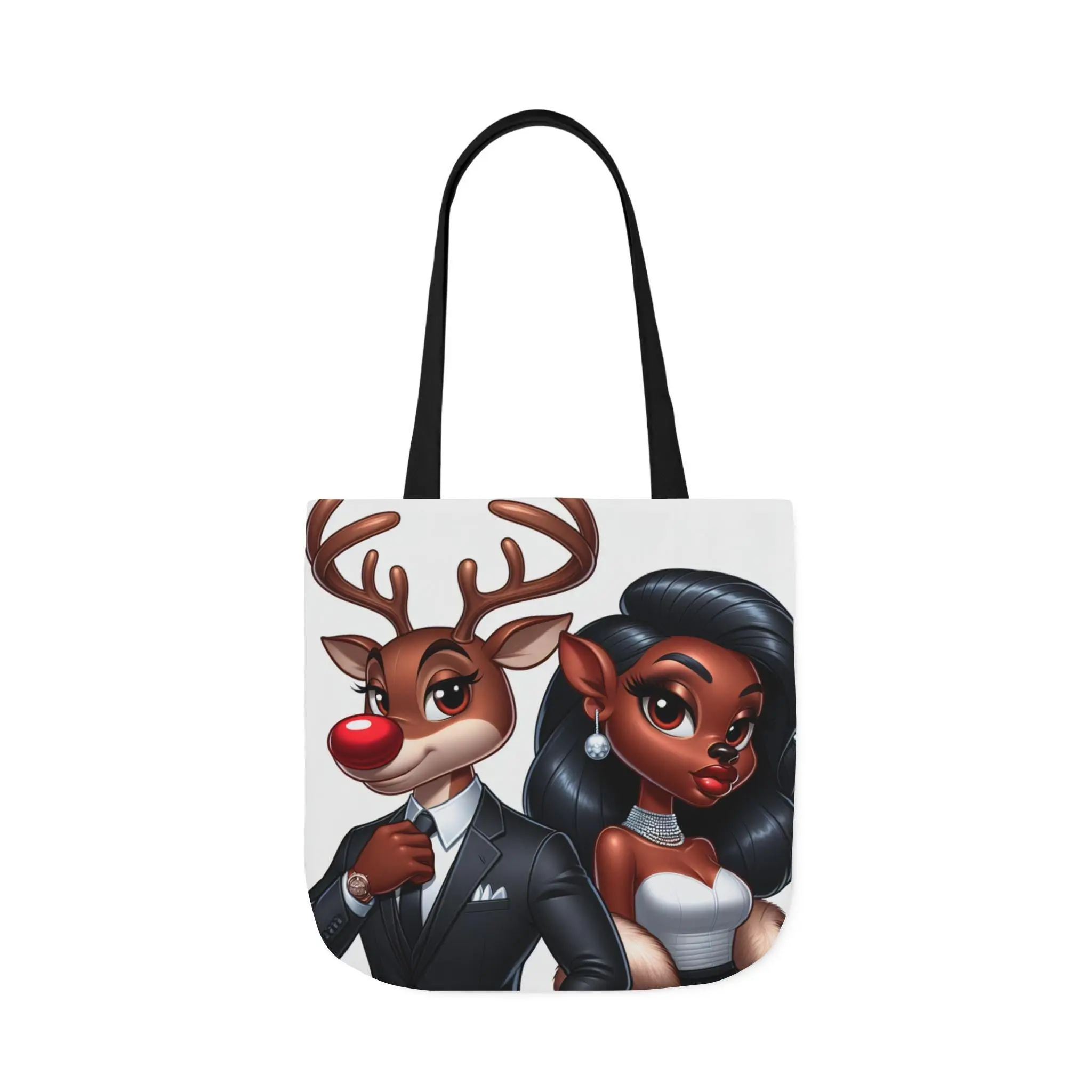 Rudolph and Clarice Christmas Canvas Tote Bag: Festive Holiday Shopping Bag