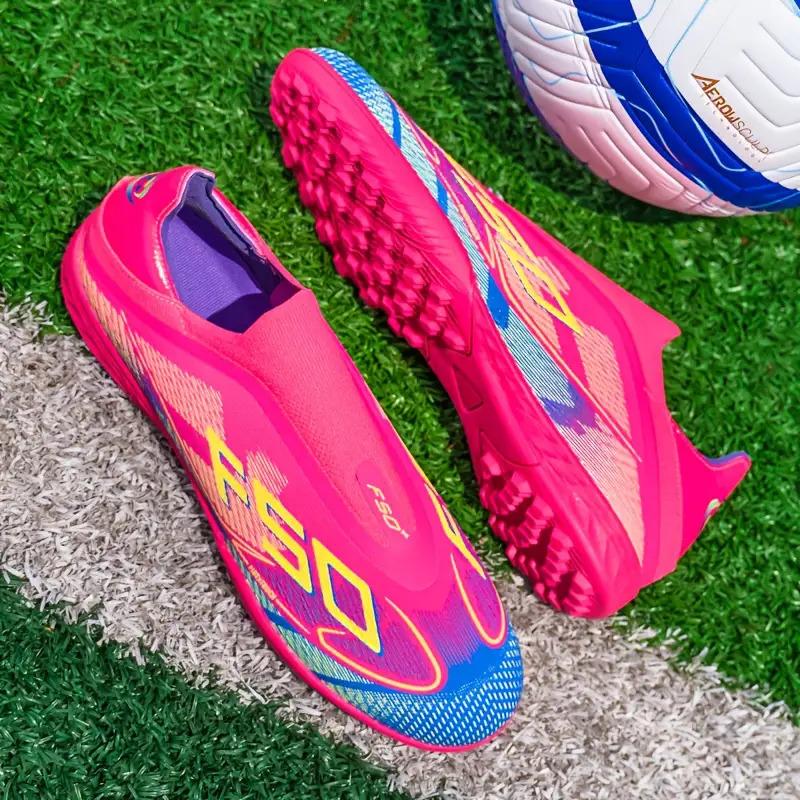 LISM Men's Training Cleats - AG/TF Studs with Non-Slip TPU Sole, Lightweight PU Upper, Neon Pink/Blue/Green/Orange/Black/White/, All-Terrain Grip for Soccer, Indoor/ Matches & Training - Cushioned Comfort, All-Weather Performance - Ideal for Professional