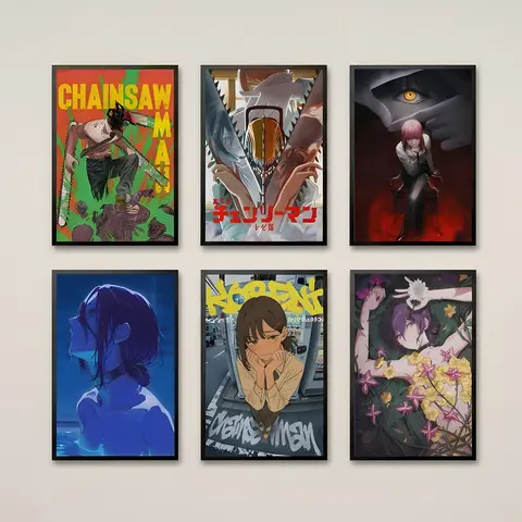 Chainsaw Man Anime Canvas Poster Print - High-Quality Eco-Friendly Printing Wall Decor, Premium Black Hard Frame or Frameless Option, Bold Street Vibe Bar-Ready Decor for Otaku Home Accessory