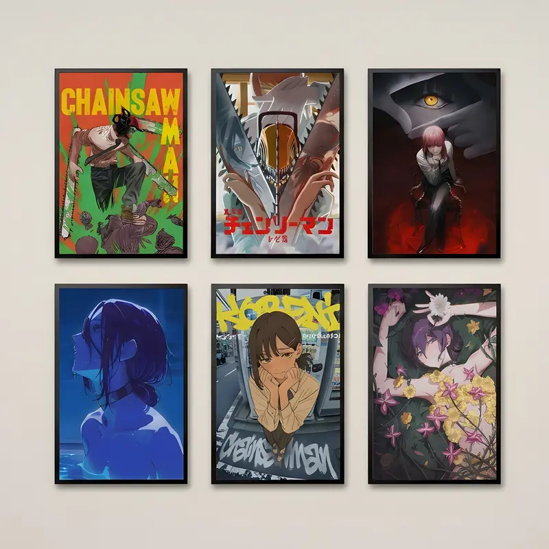 Chainsaw Man Anime Canvas Poster Print - High-Quality Eco-Friendly Printing Wall Decor, Premium Black Hard Frame or Frameless Option, Bold Street Vibe Bar-Ready Decor for Otaku Home Accessory