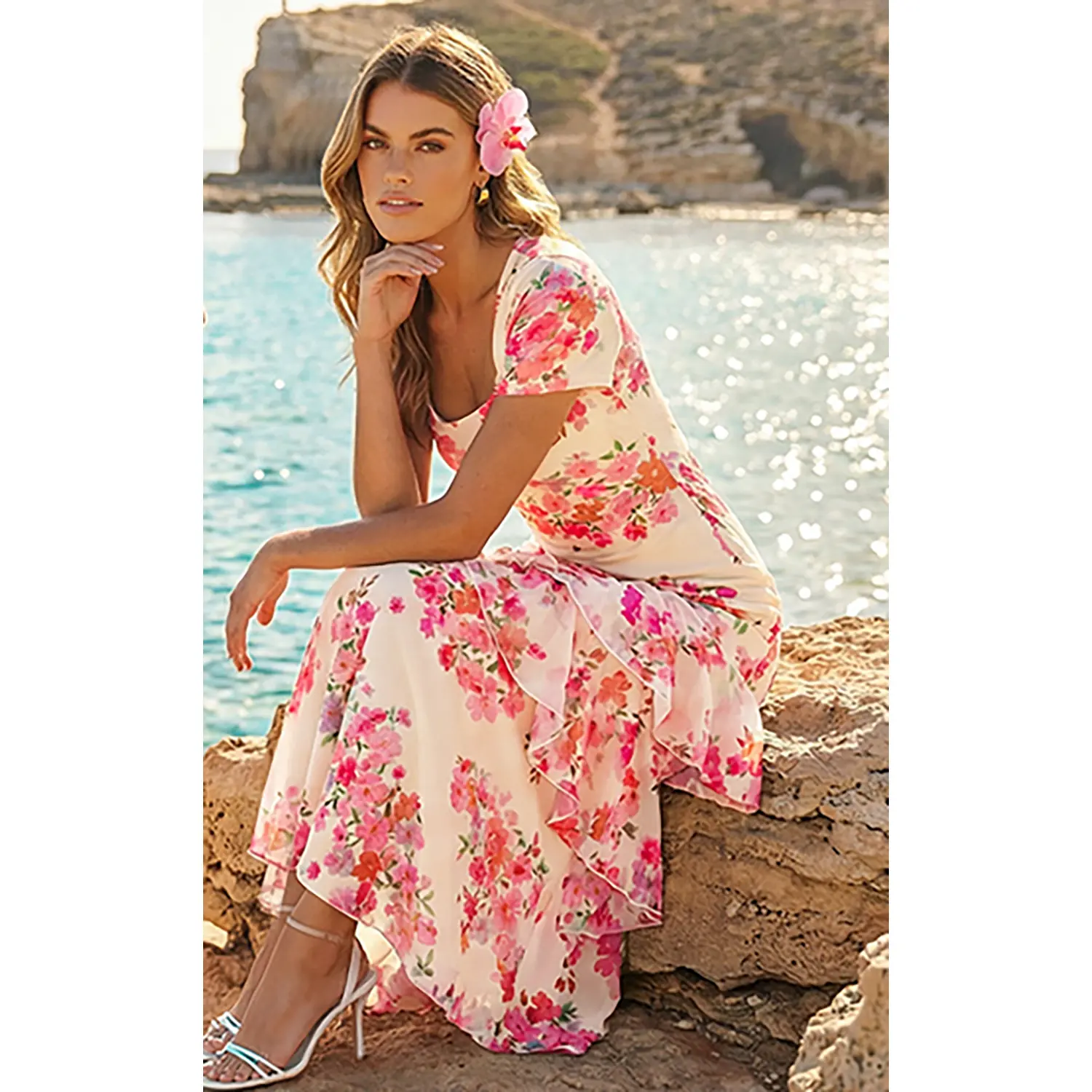 princess polly baby blue dress Women's Sleeveless Bodycon Maxi Dress – Summer Floral Print Elegance Party  Dress – Sexy Slim Fit Long Dress