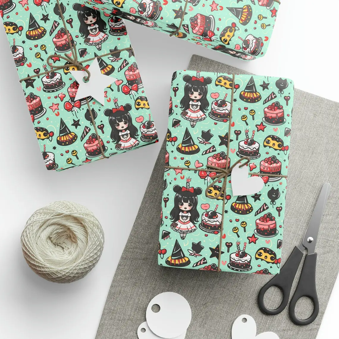 Kawaii Anime Birthday Wrapping Paper – Cute & Funny Gift Wrap Sheets, Manga Style Otaku Wrapping Paper for Kids, Teens, and Anime Lovers, Perfect for Birthday Parties & Special Gifts