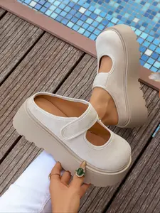 Women's 2026 Summer Vacation Essential Mary Jane Platform Mule Sandals, Suede Slip-On Footwear for Beach, Casual Days & Street Style Flatform, Daily Wear Sandals