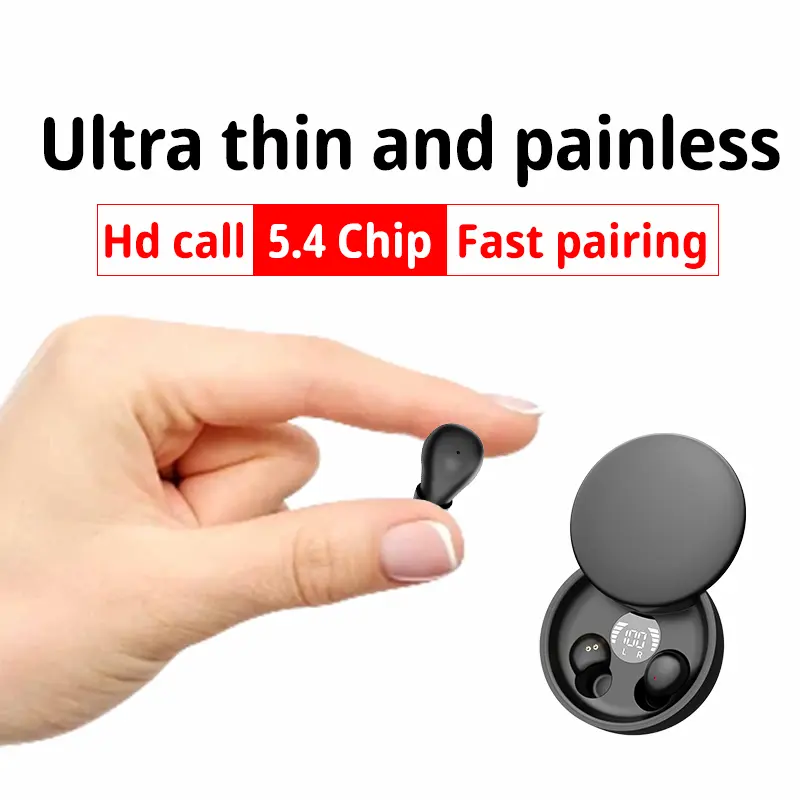 leep Earbuds for Side Sleepers, Mini Invisible Wireless Bluetooth 5.4 Micro Sleep Headphones, Hidden Earbuds with LED Screen for Small Ears Sleeping, Exercise, Working, Hiking (Black)