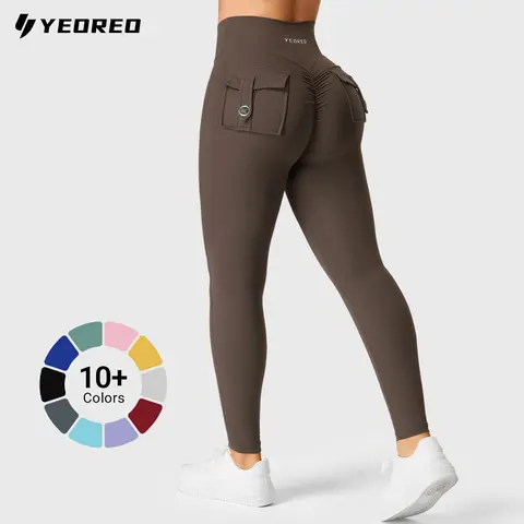 YEOREO Women's Glute Enhancing Yoga Pants - Seamless Crossover High-Waist Pocket Tights, Opaque, Ideal for Lower Body Workouts & Athleisure Wear, Yoga Pants For Women