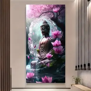 1 religious canvas printed poster, Zen Buddha canvas wall art, bathroom bedroom office living room wall decoration artwork mural, home decoration 2D flat printing frameless painting