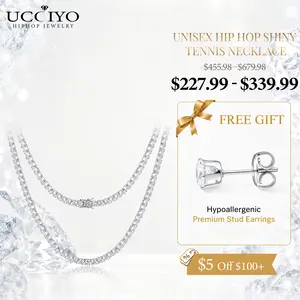 UCCIYO 925 Sterling Silver D VVS  Moissanite Tennis Bracelet Shiny Chain for Men and Women Jewelry Christmas Gift Tennis Bracelet with D Color VVS Stones