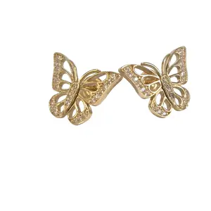 White Zircon Butterfly Earrings