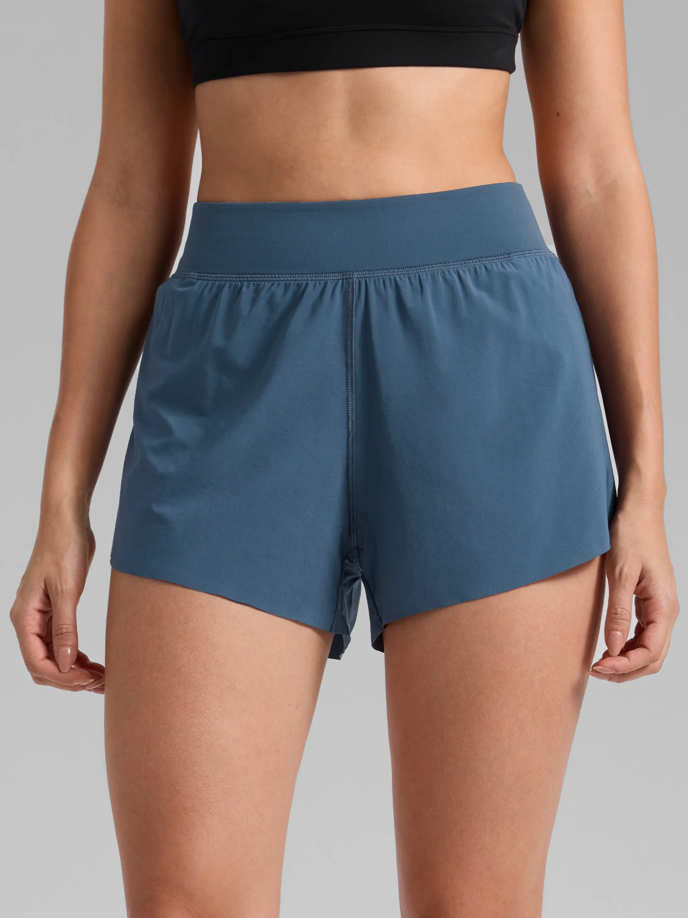 CRZ YOGA High Waisted Dolphin Athletic Running Shorts for Women 3" High Split Comfy Mesh Liner for Gym Workout Track