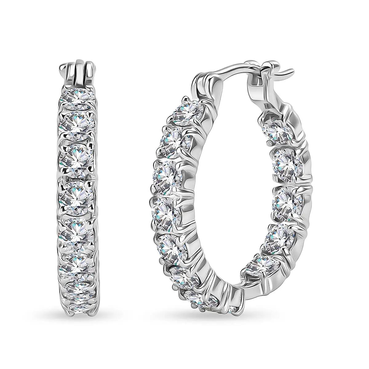EverTrue Moissanite Hoop Earrings in Platinum Bond 2.65 ctw EverTrue Moissanite Hoop Earrings in Platinum Bond 2.65 ctw