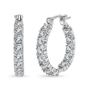 EverTrue Moissanite Hoop Earrings in Platinum Bond 2.65 ctw