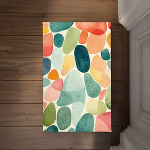 MWW CODM21343WUAQC 21 x 34 in. Seedy Shapes Turquoise Indoor & Outdoor Door Mat - Home Decor