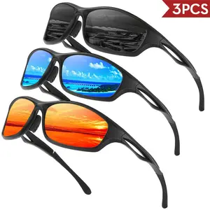 3 Pcs Polarized Sport Sunglasses Unisex Outdoor Eyewear for Cycling Driving Travel UV Protection Glare Reduction High Clarity Lenses Lightweight Durable Frame Secure Fit