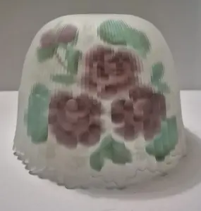 Reverse Hand-Painted Roses Glass Lamp Shade – 9" Wide, 5¾" Height, 1½" Top