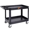 VEVOR Heavy-Duty Plastic 360 Utility Cart, 2-Shelf 550 lbs Max Polypropylene Organizer Racks, 360° Swivel 4-Wheeled Casters (2 with Brakes), Large Lipped Shelf, Ergonomic Handle, Silent Corrosion-Resistant, Simple 3-Step Setup for Warehouse