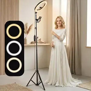 12" Selfie Ring Light with 63-71" Adjustable Tripod & Dual Phone Holders - Dimmable Lighting for Live Streams, Makeup, YouTube - Essential for Spring, Memorial Day & Mothers Day Content Creation