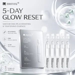 MantingHK Sodium DNA 5-Day Glow Ampoule Trial Kit, 2% PDRN-Inspired Essence Tubes for Tired, Dull-Looking Skin, Hydrating & Smoother-Looking Glow Serum, 1.3ml x 5