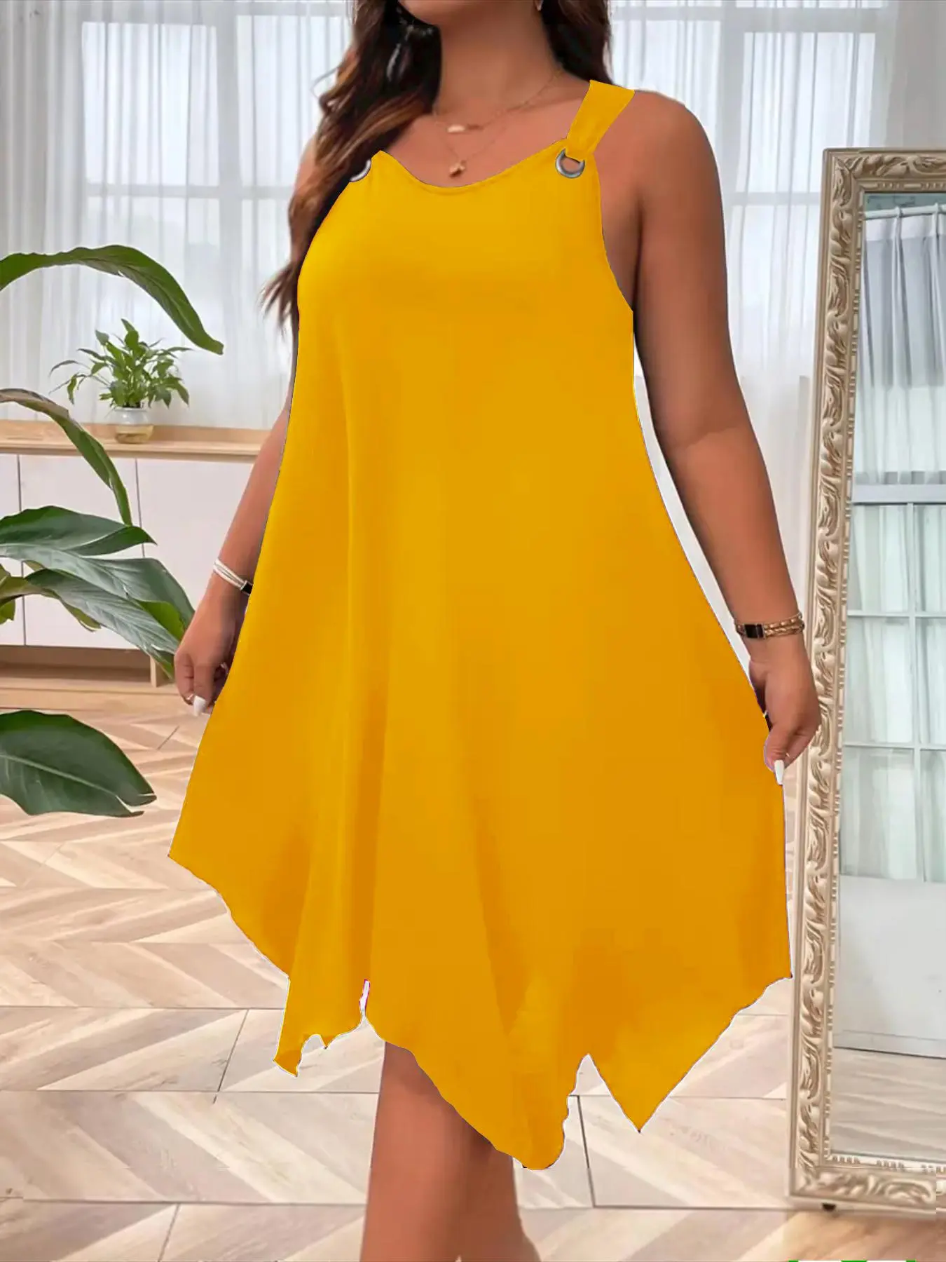 Plus Size] Solid Color Tank Dress, Casual Sleeveless Dress for Daily Wear,  Women's Plus Clothing for Summer, Bodycon Tank Dress - TikTok Shop