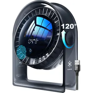 2026  Desk Fan, Quiet Air Circulator Mini Fan for Bedroom, Portable  Display USB Fan, 4 Speeds  Airflow, 120?Tilt, Small Desktop Table Fans For Office Bedside Room, Translucent Black