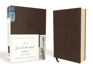 NIV, Journal the Word Bible (Perfect for Note-Taking), Leathersoft, Brown, Red Letter, Comfort Print: Reflect, Take Notes, or Create Art Next to Your Favorite Verses (NIV Journal the Word Bible) by Zondervan [Leatherbound Book]