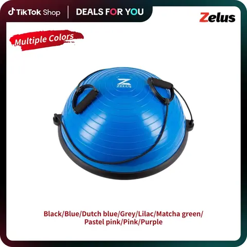 【FallDeals】ZELUS Balance Ball Trainer with Resistance Bands and Foot Pump, Inflatable Yoga Ball for Home Gym Workouts, 23 Inch Exercise Half Ball for Balance Training Core Strength Fitness|#TikTokShopFallDealsForYou