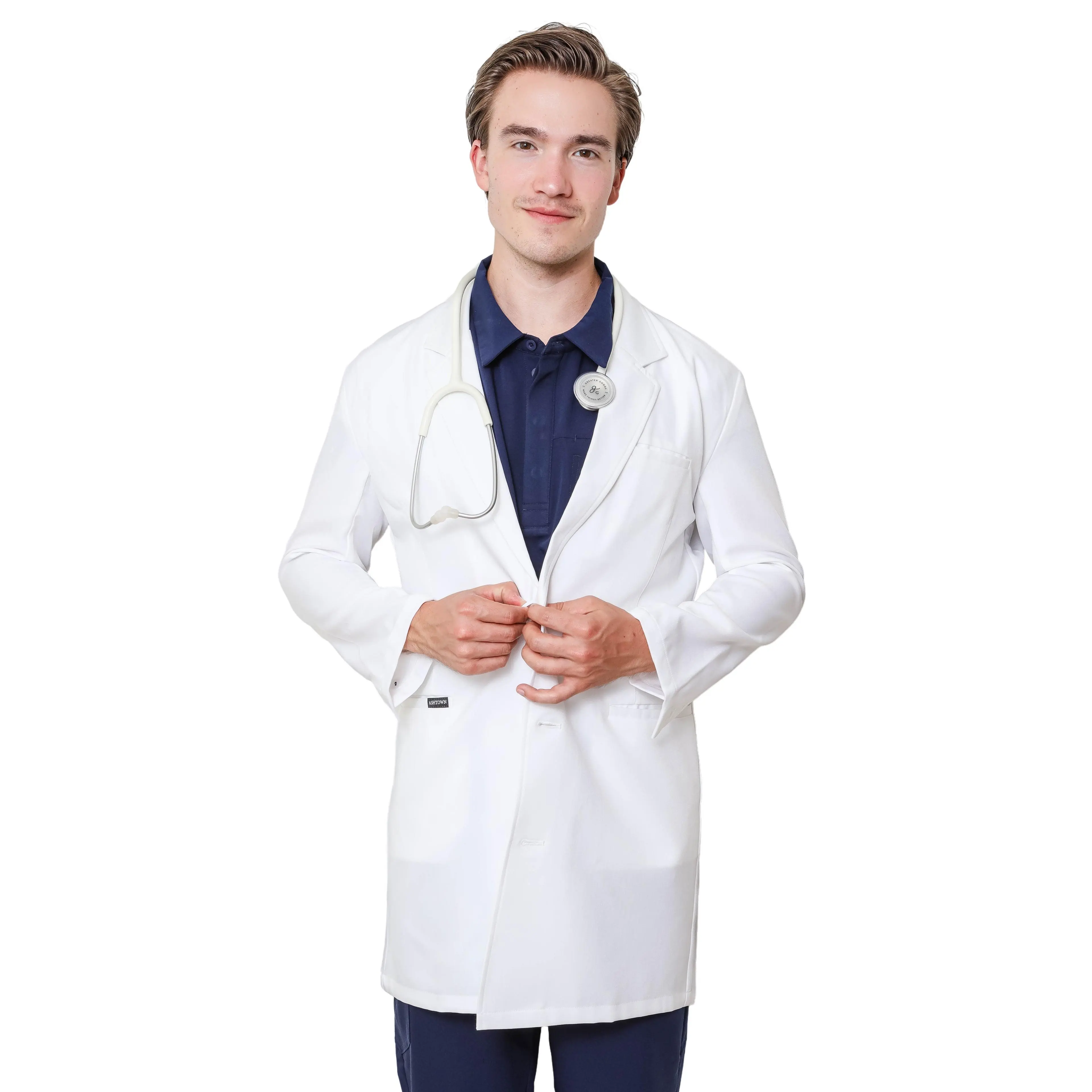 PERSONALIZED EMBRODIERY LAB COAT FOR MEN Classic Menswear Long Embroidery