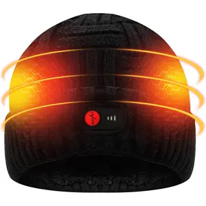Heated Hat for Men Women Winter Warm Heated Beanie Rechargeable Electric Heating Cap Outdoor Thermal Knitted Hat