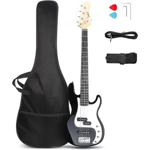 Glarry 5 String Electric Bass Guitar, Full Size Right Handed Rosewood Fretboard Bass Kit with Strap, Cable and Pick