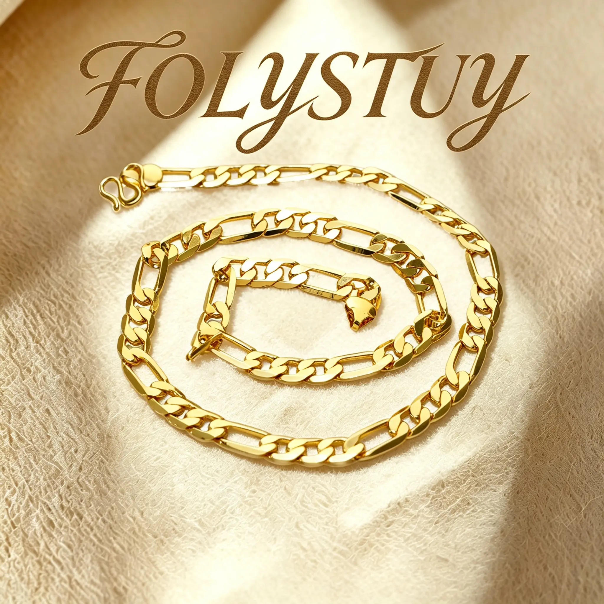 [8mm-23.6inches Figaro Necklace]【FOLYSTUY (Y143)】Figaro Necklace Unisex M Clasp Chain & Link Elegant Design for Men and Women