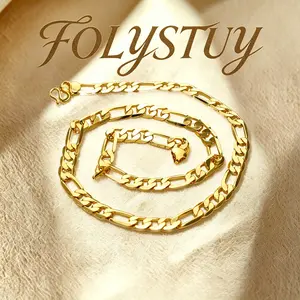 [8mm-23.6inches Figaro Necklace]【FOLYSTUY (Y143)】Figaro Necklace Unisex M Clasp Chain & Link Elegant Design for Men and Women