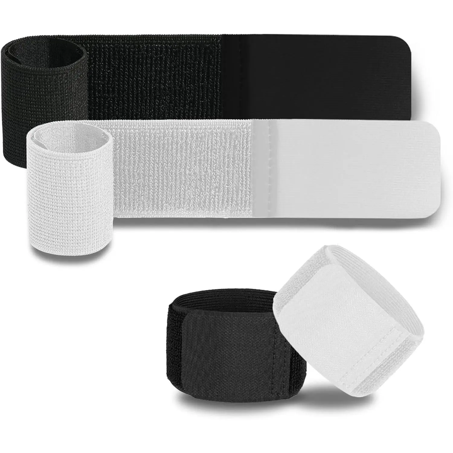 4PCS Soccer Shin Guard Straps for Kids Youth Adult, Shin Pad Holders, Shinguard Stays, Lightweight & Adjustable, Black & White