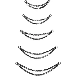 5 count Nose Chain Stainless Steel Black Nose Ring Chain Piercing Across Nose Cross Heart Double Nose Nostril  for Women Men