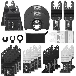 VEVOR 30-Piece Oscillating Saw Blades, Quick Release Multi Tool Blades Kits, 8 Types Oscillating Multitool Blade for Wood Plastic Metal, Compatible with Dewalt Ryobi Milwaukee Hitachi Chicago Fein