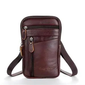 Men Leather Fashion Phone Pouch Belt Bag Shoulder Crossbody Waist Pack Handbag