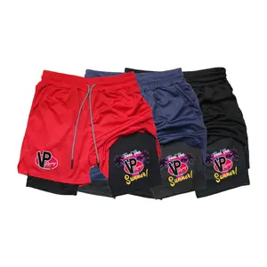 3PC Mens VP Racing Fuel Graphic Shorts 2 in 1 Quick Dry Gym Training Shorts with Compression Liner Phone Pocket Anti Chafe Breathable Mesh Running Workout Outdoor Sport Summer Shorts S 3XL