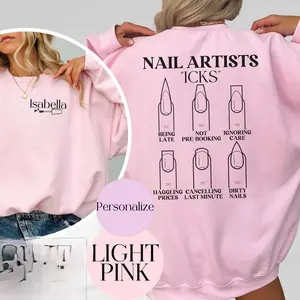 PERSONALIZED NAIL TECH Sweatshirt, Nail Artist Gift, Cosmetology Graduation Present, Custom Manicurist Top, Nail Salon Spa Employee Present both side