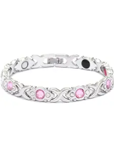 Women's Zinc Alloy Rhinestone Decorated Bangle Bracelet, Hand Chain Type, Fashionable Geometric Pattern Design, Casual Style, Perfect for Fall & Winter, Ladies' Jewelry Accessory