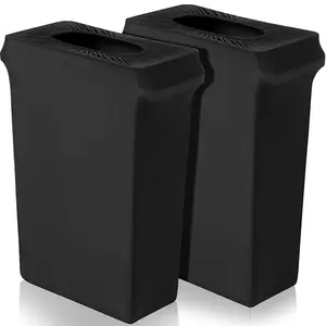 2 Pcs 23 Gallon Spandex Stretchable Trash Can Cover Wedding Party Fundraiser Decorations for Home Garden (Not Include Trash Can) (Black)