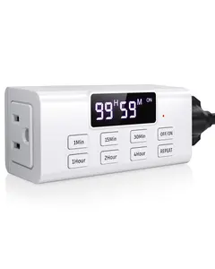 Indoor Countdown Timer Outlet,  Auto Shut Off Timers with Large Screen,Customize Countdown,Repeat and Memory Function, Plug In Timers for Electrical Outlet for Charger Lights, 3-Prong 15A/1875W